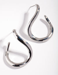 Silver Open Polished Curve Earrings - link has visual effect only
