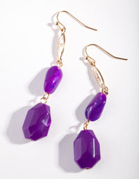 Gold Purple Stone Drop Earrings - link has visual effect only