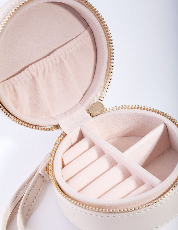 Beige Round Jewellery Box