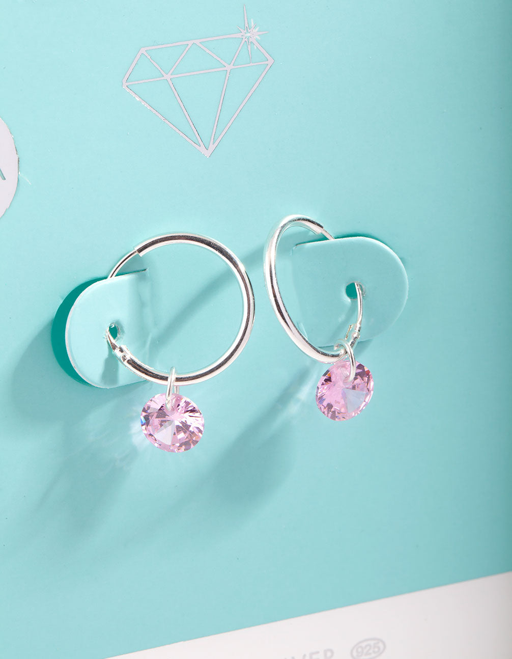 Sterling Silver Cubic Zirconia Round Dangle Hoop Earrings