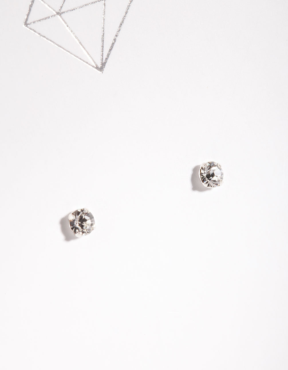 Sterling Silver Diamond Simulant 3mm Stud Earrings