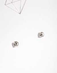 Sterling Silver Diamond Simulant 3mm Stud Earrings - link has visual effect only
