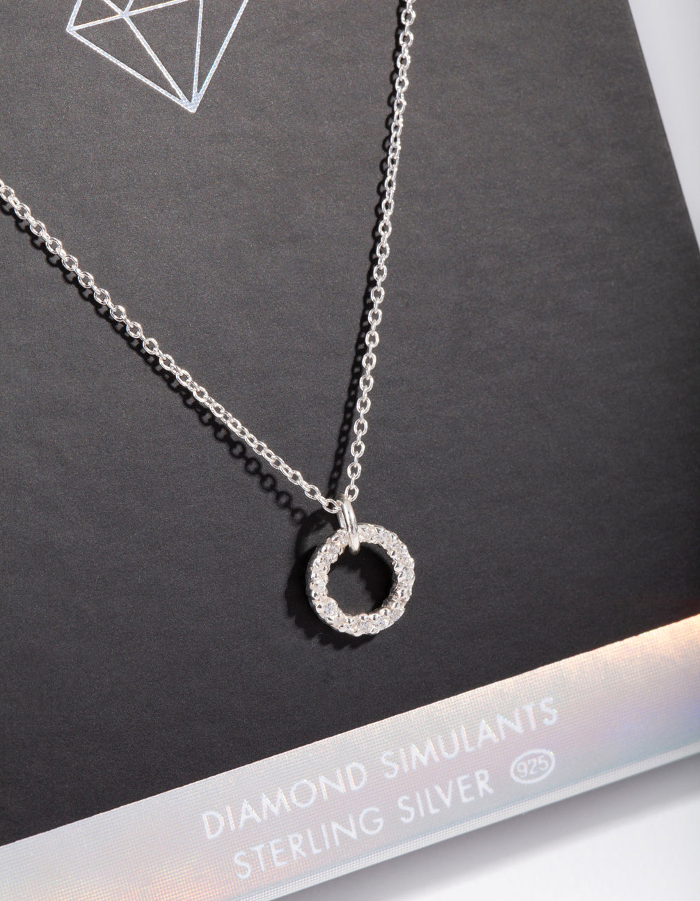 Sterling Silver Diamond Simulant Open Circle Necklace
