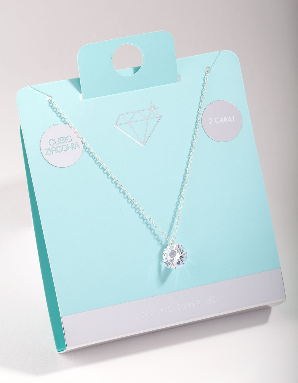 Sterling Silver 2 Carat Cubic Zirconia Pendant Necklace