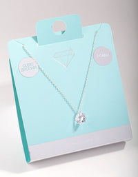 Sterling Silver 2 Carat Cubic Zirconia Pendant Necklace - link has visual effect only