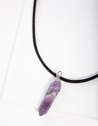 Silver Wire Wrap Amethyst Stone Necklace - link has visual effect only