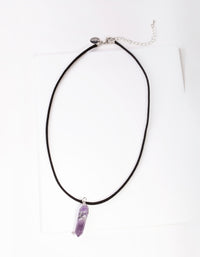 Silver Wire Wrap Amethyst Stone Necklace - link has visual effect only