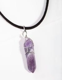 Silver Wire Wrap Amethyst Stone Necklace - link has visual effect only