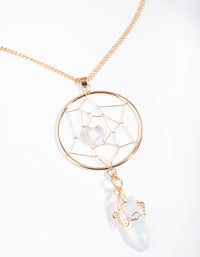Gold Moonstone Dreamcatcher Necklace - link has visual effect only