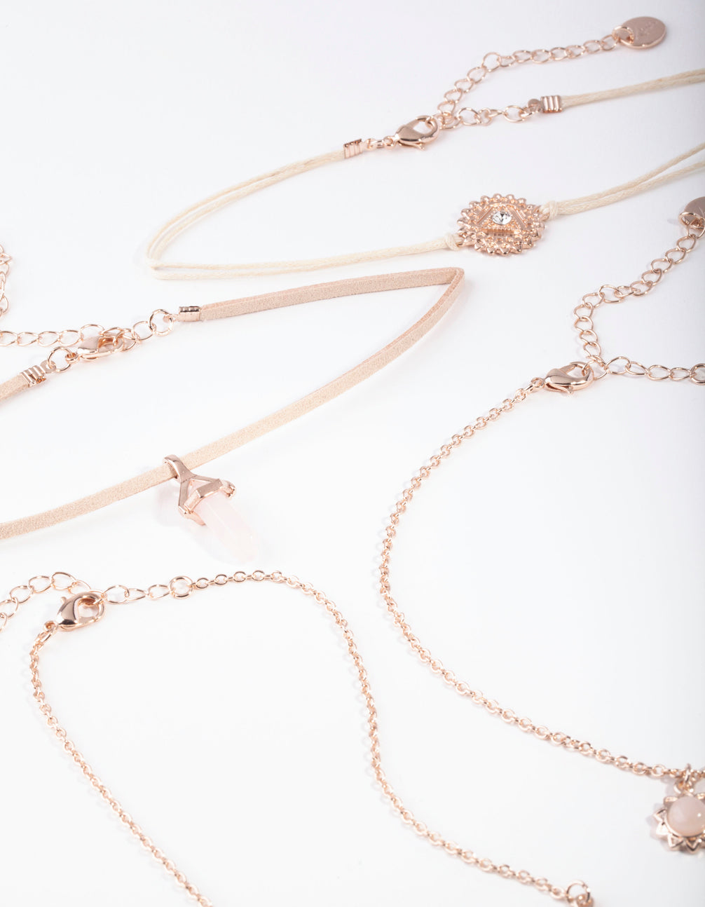Rose Gold Rose Quartz Chain Choker 4-Pack