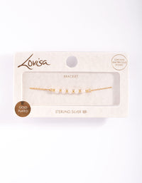 Gold Plated Sterling Silver Rose Quartz Facet Bead Bracelet - link has visual effect only