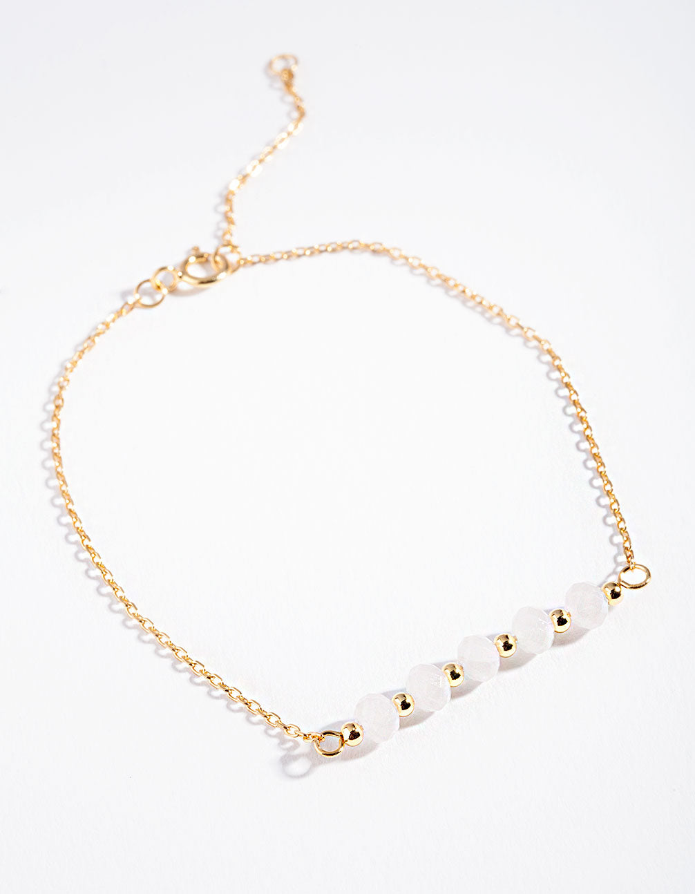 Gold Plated Sterling Silver Rose Quartz Facet Bead Bracelet