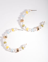 Mix Pearl & Bead Open Hoop Earrings - link has visual effect only