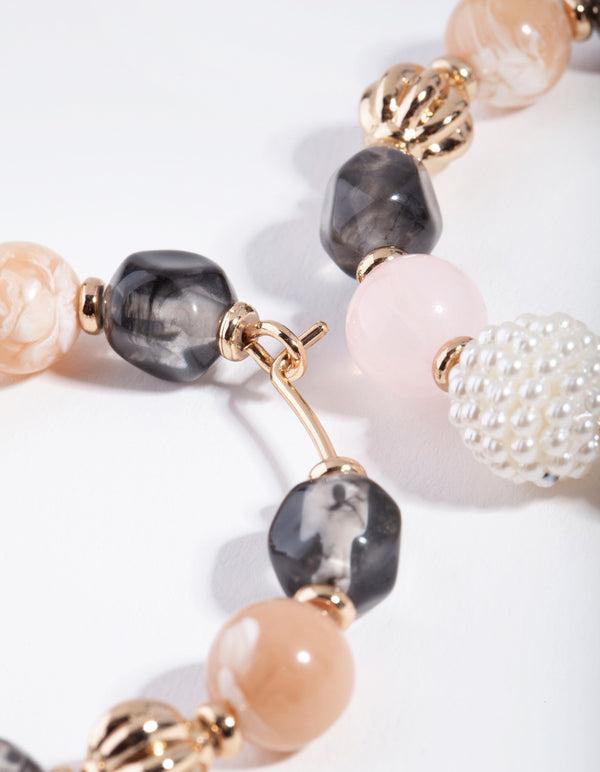 Gold Small Beaded Disc Earrings