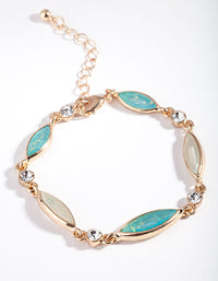 Gold Diamante & Blue Stone Bracelet - link has visual effect only