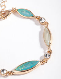Gold Diamante & Blue Stone Bracelet - link has visual effect only
