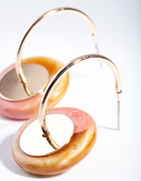 Gold Small Round Pink Brown Bead Earrings - link has visual effect only