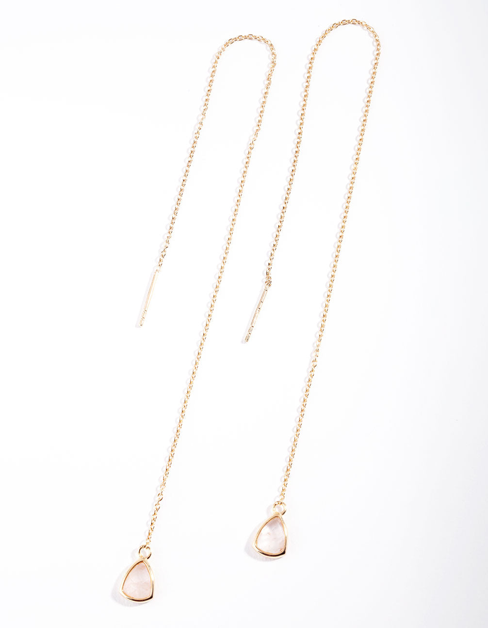 Gold Plated Sterling Silver Rose Quartz Thread Through Earrings