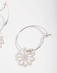 Silver Dainty Flower Hoop Earrings - link has visual effect only