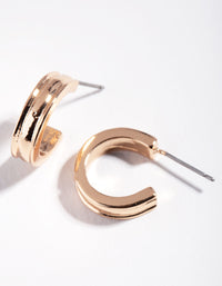 Gold Thick Centred Mini Hoop Earrings - link has visual effect only