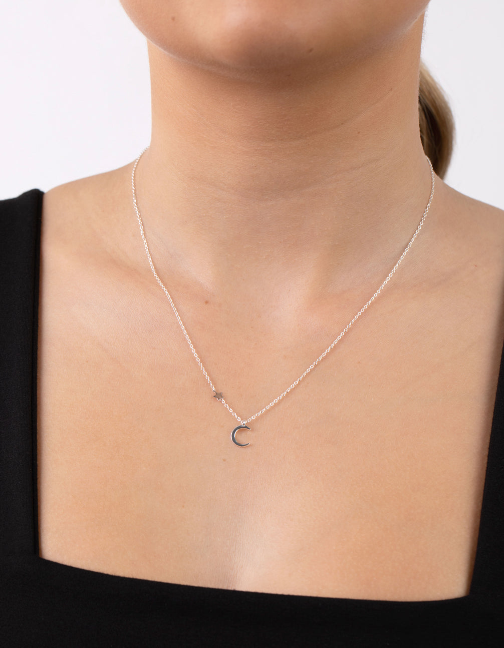 Sterling Silver Asymmetrical Celestial Necklace