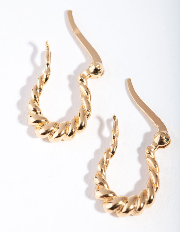 Gold Plated Sterling Silver Mini Twist Creole Hoop Earrings