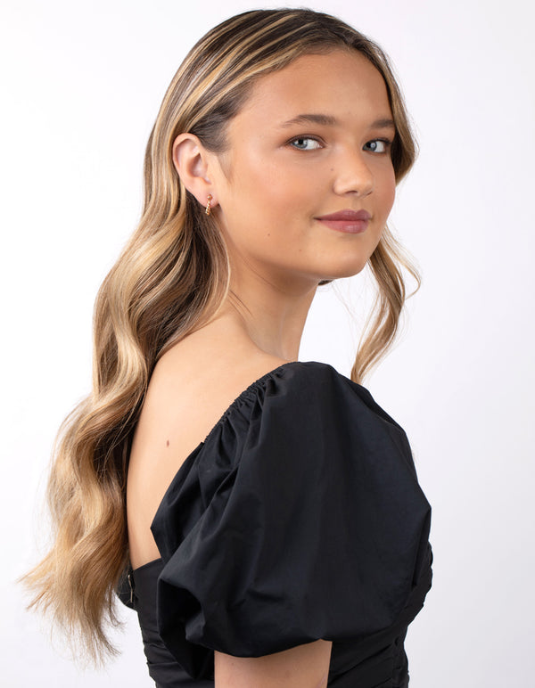 Gold Plated Sterling Silver Mini Twist Creole Hoop Earrings