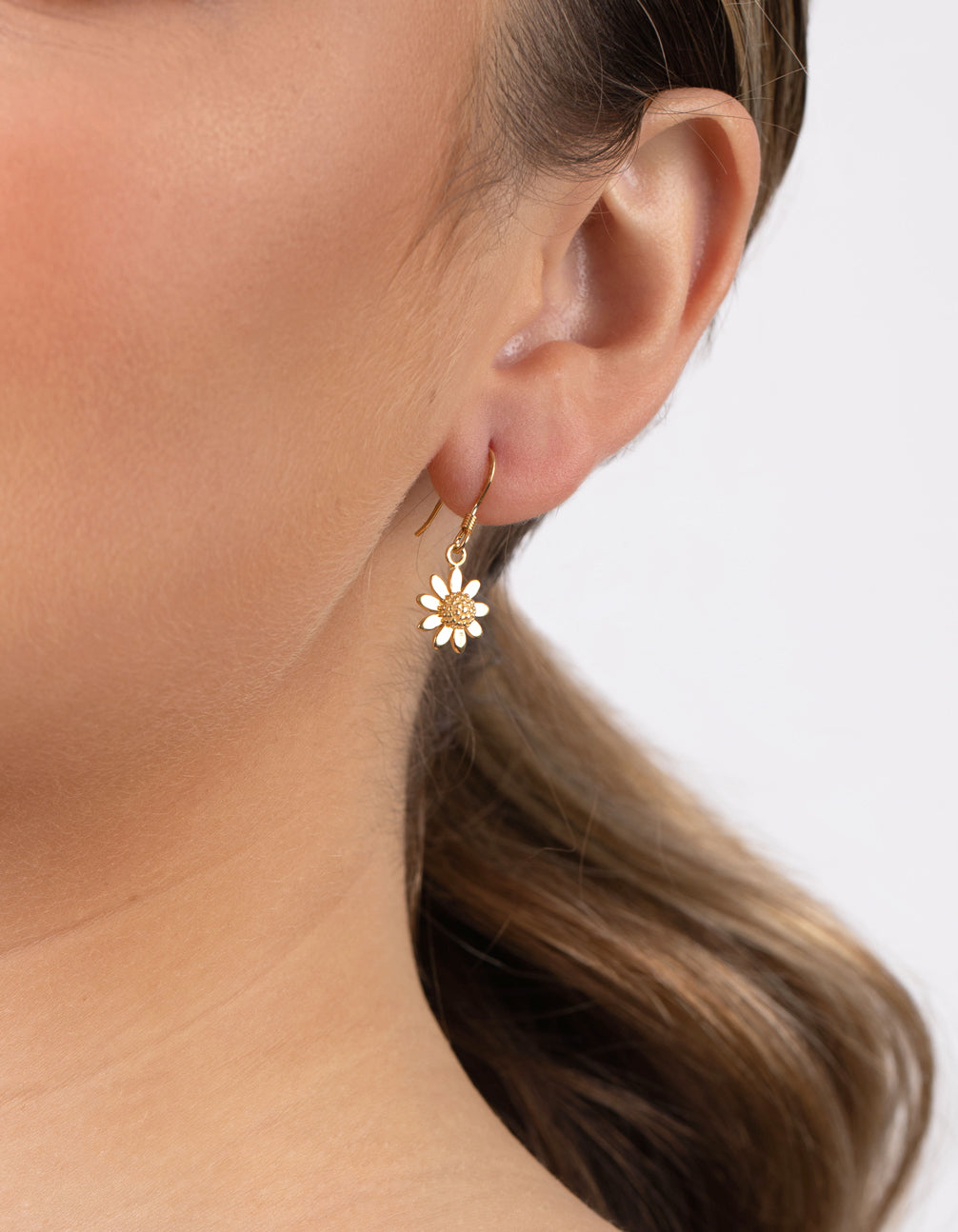 Gold Plated Sterling Silver Daisy Drop Earrings
