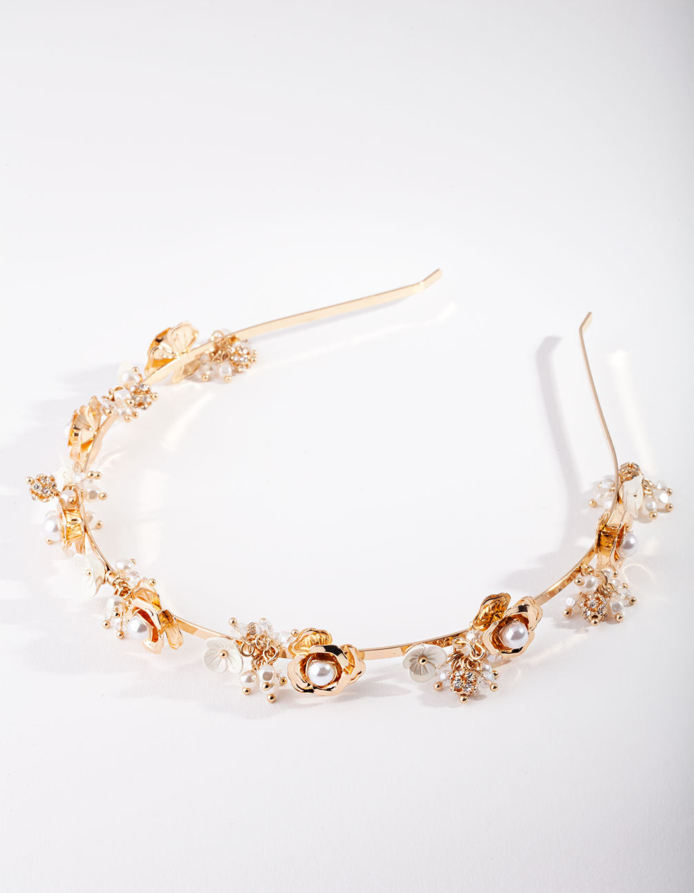 Gold Pearl & Flower Headband