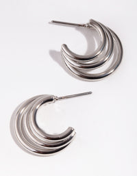 Silver Closed Tripple Huggie Earrings - link has visual effect only