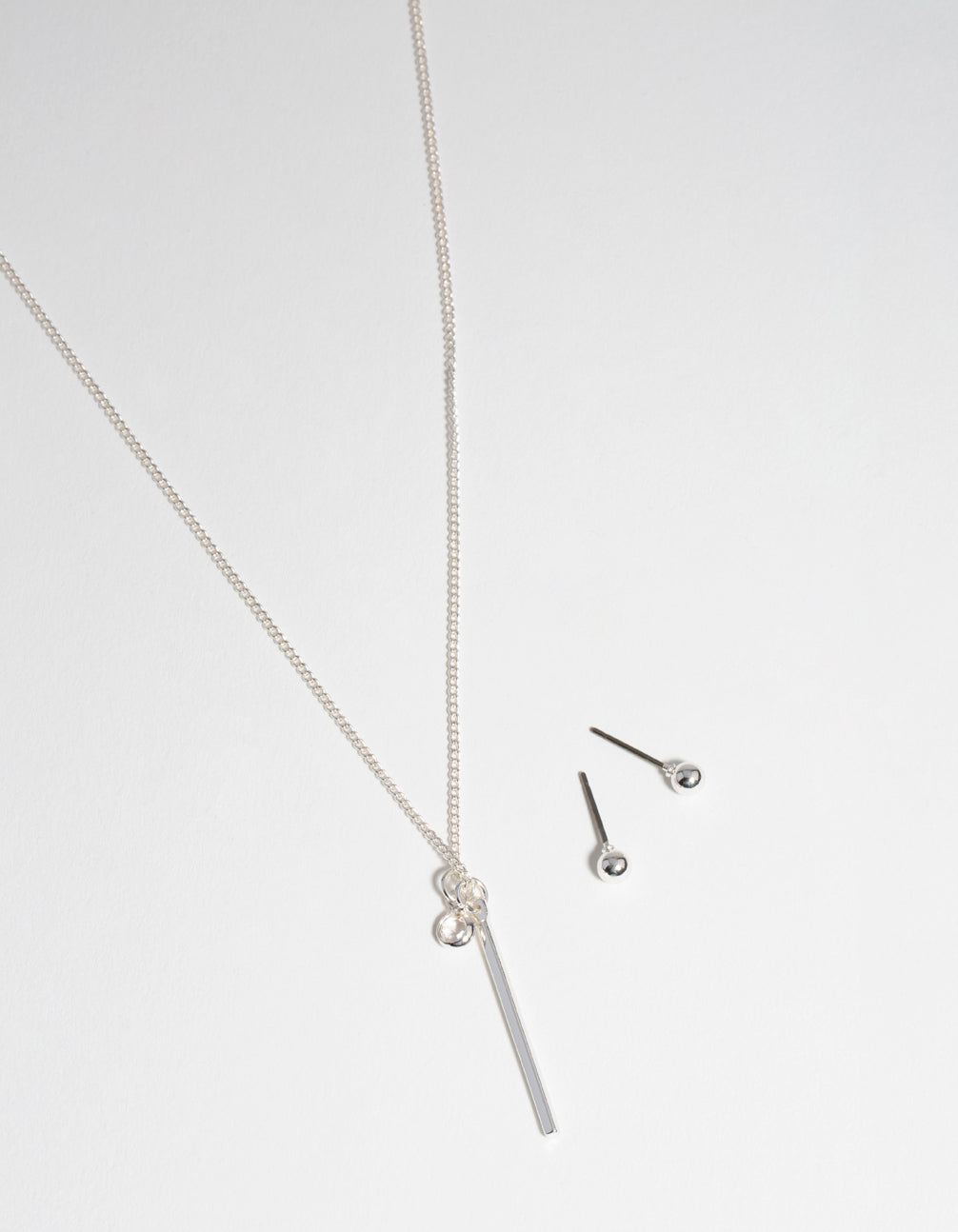 Silver Bar Earring & Necklace Set