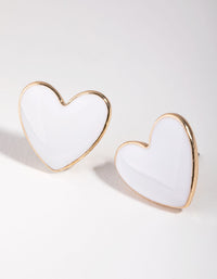 Gold Enamel Heart Stud Earrings - link has visual effect only