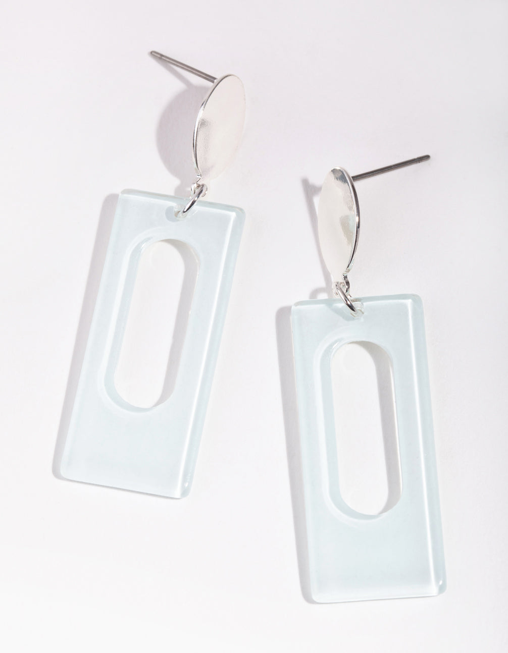 Silver Square Acrylic Drop Earrings