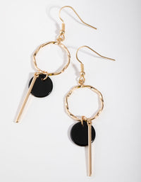 Gold Disc & Bar Drop Earrings - link has visual effect only