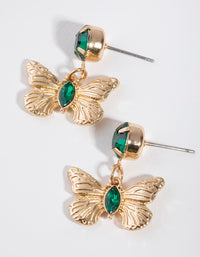 Gold Gem Butterfly Drop Earrings - link has visual effect only
