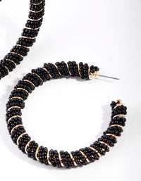 Black & Gold Bead Twist Hoop Earrings - link has visual effect only