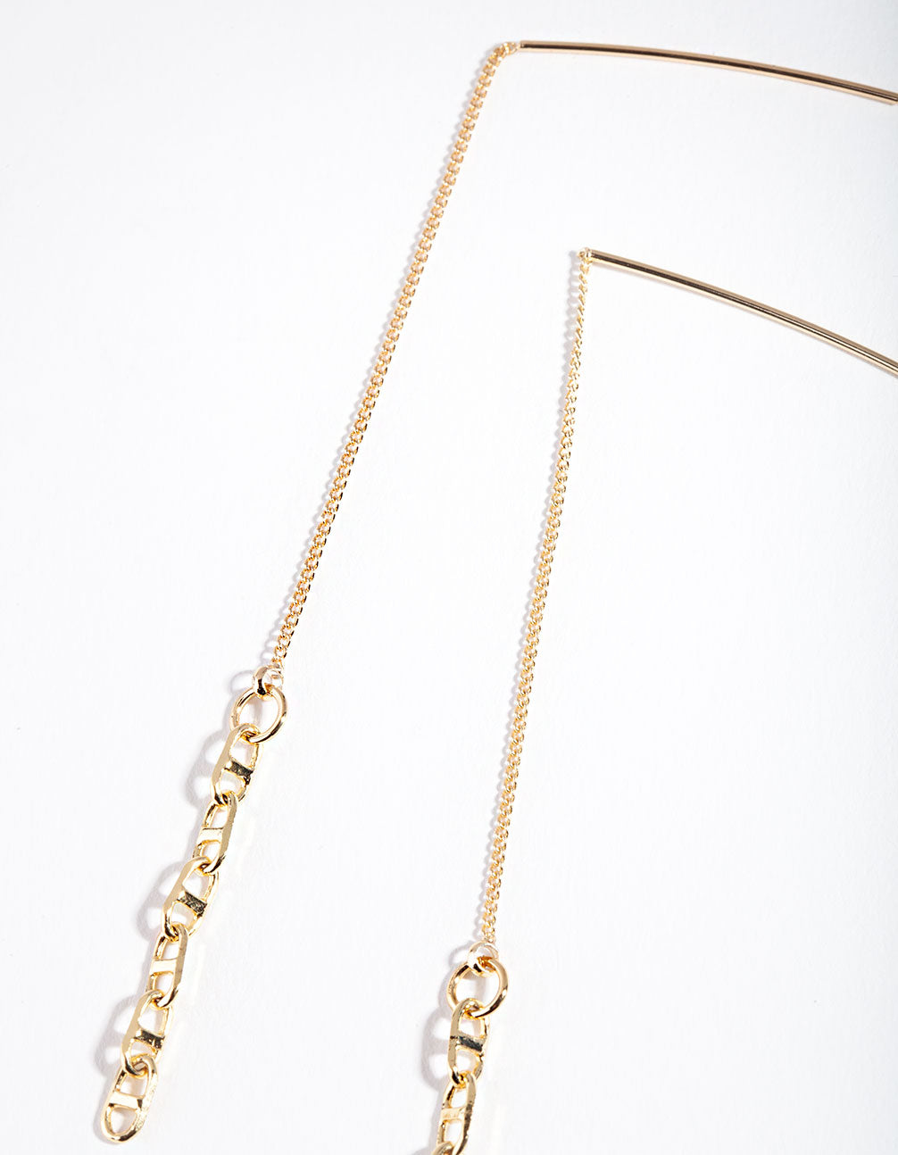 Gold Plated Square Link Thread Through Earrings