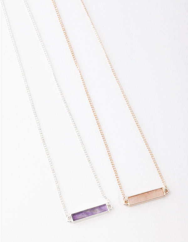 Mixed Metal Semi Precious Bar Bracelet Pack
