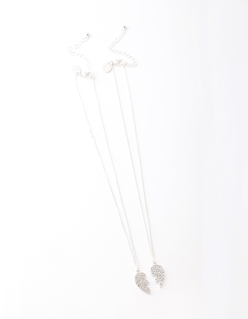 Silver Diamante Half Heart Necklace Pack