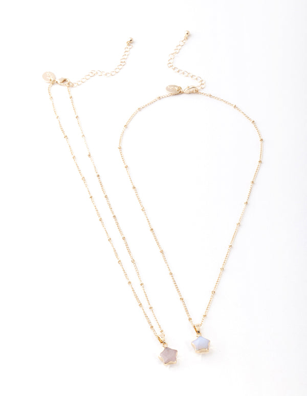 Gold Semi Precious Star Necklace Pack
