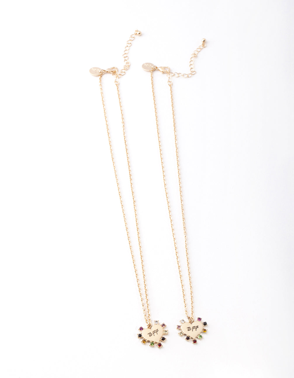 Gold Multi Stone BFF Heart Necklace Pack