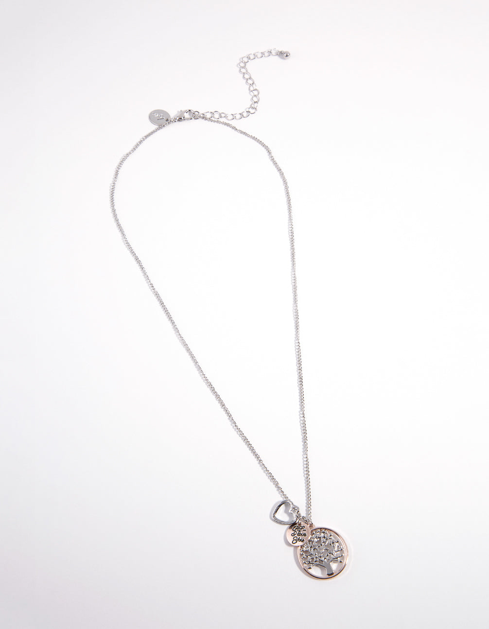 Mixed Metal Tree of Life 3 Charm Necklace