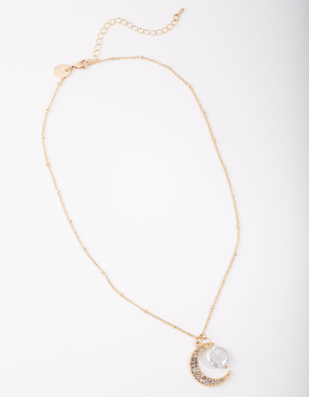 Gold 3-Charm Semi-Precious Moon Necklace