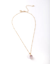 Gold Pink Semi Precious Stone Necklace - link has visual effect only