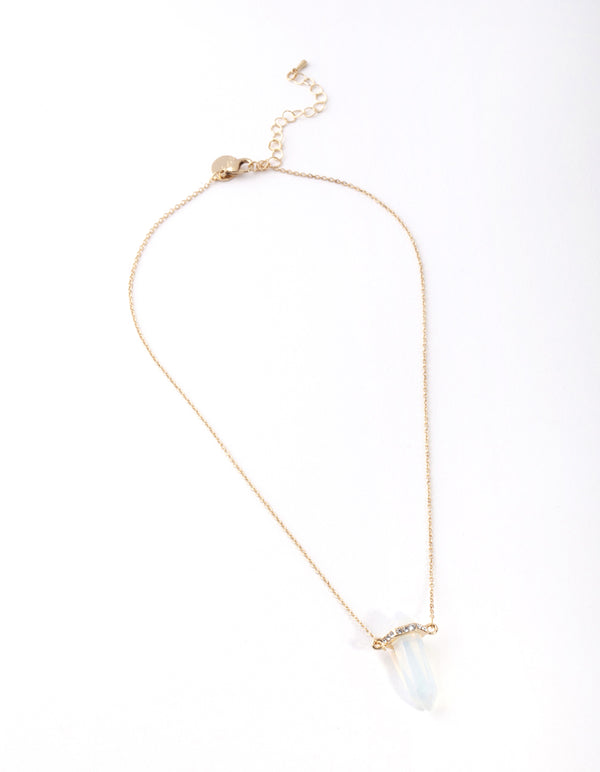 Gold Semi Precious Large Stone Necklace