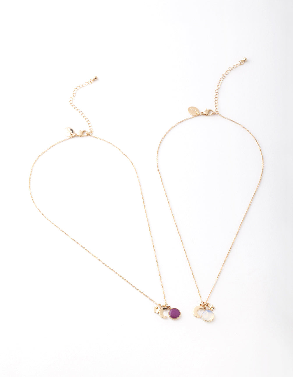 Gold Purple Semi Precious Stone Star Necklace Pack