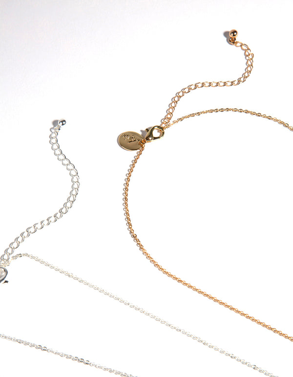 Mixed Metal Blue Stone Hamsa Hand Necklace Pack