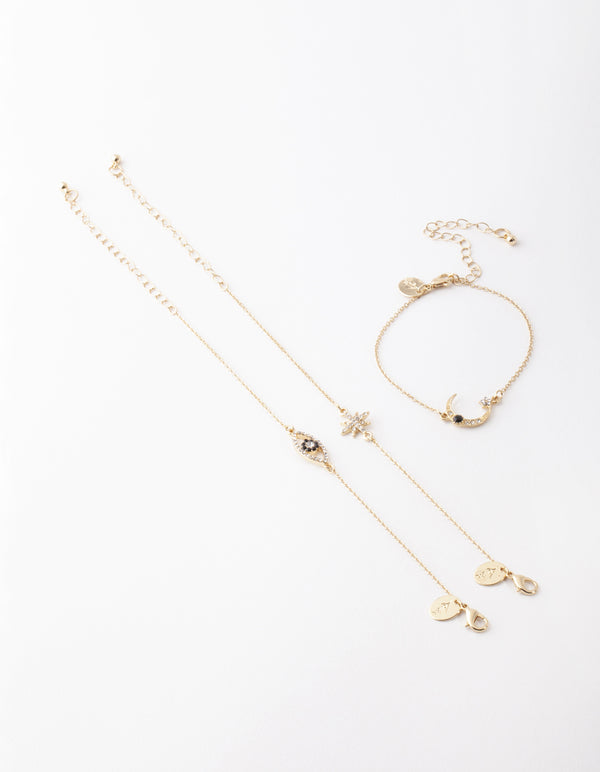 Gold Star & Moon Bracelet Pack