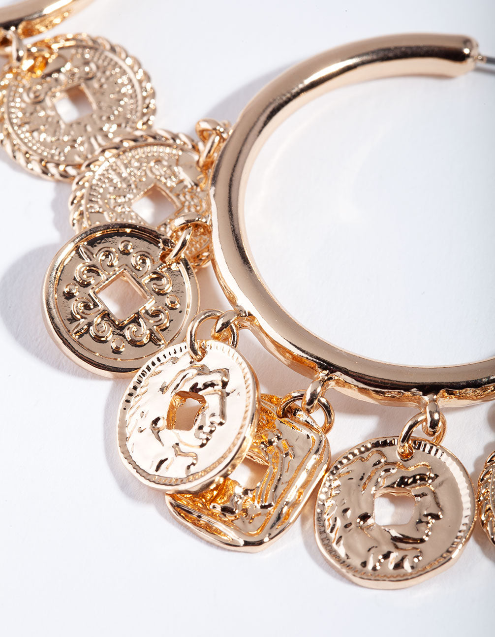 Gold Multi Coin Hoop Earrings
