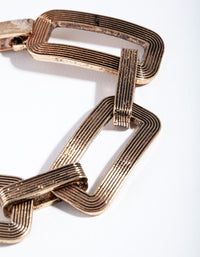 Textured Rectangle Link Bracelet - link has visual effect only